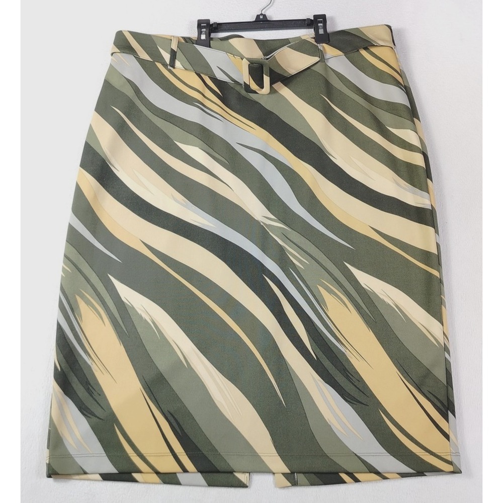 Ashley Stewart Skirt Womens 22/24 Plus‎ Multicolor Diagonal Stripe Belted Pencil